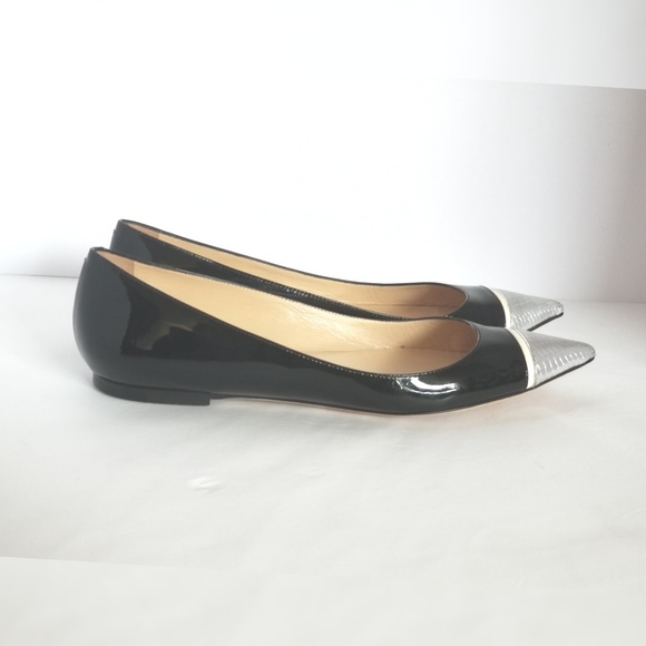 Jimmy Choo Alfonso flat silver snake pointed toe - Picture 1 of 6